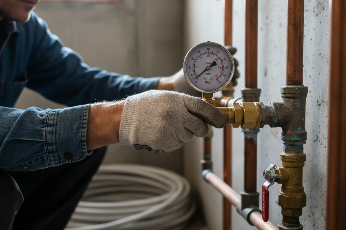 Pressure testing a repaired line during Water Line Repair in Murphy